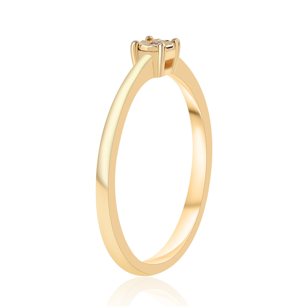 Anillo de Plata Bañada en Oro con Diamante Rojo 2 