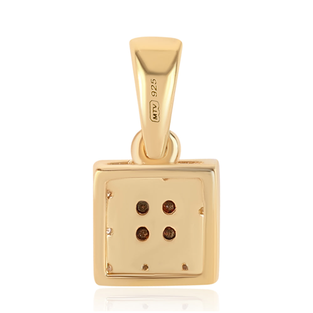 Colgante de Plata Bañada en Oro con Diamante Rojo y Diamante blanco