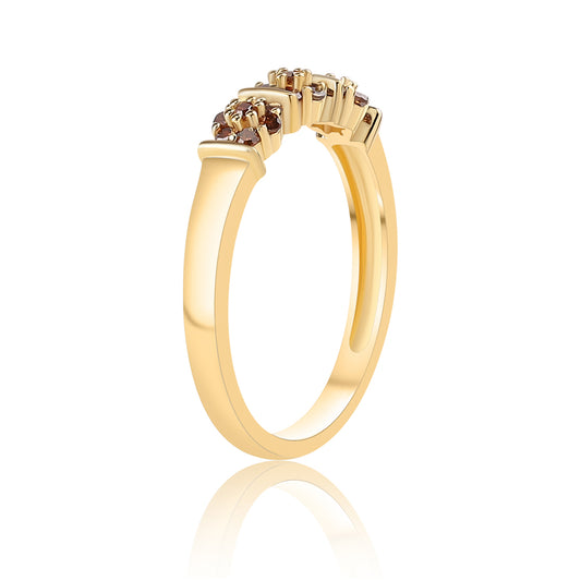 Anillo de Plata Bañada en Oro con Diamante Rojo