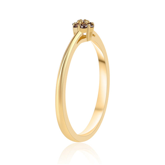 Anillo de Plata Bañada en Oro con Diamante Rojo