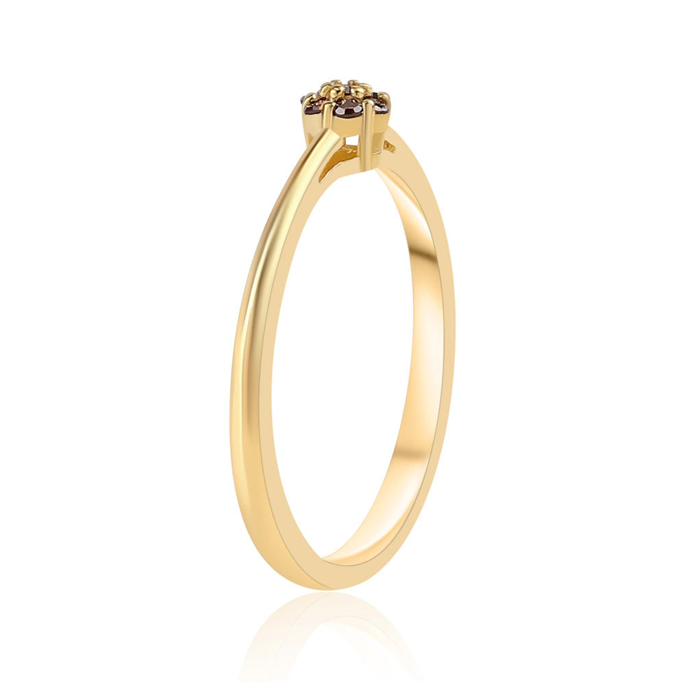 Anillo de Plata Bañada en Oro con Diamante Rojo