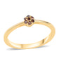 Anillo de Plata Bañada en Oro con Diamante Rojo