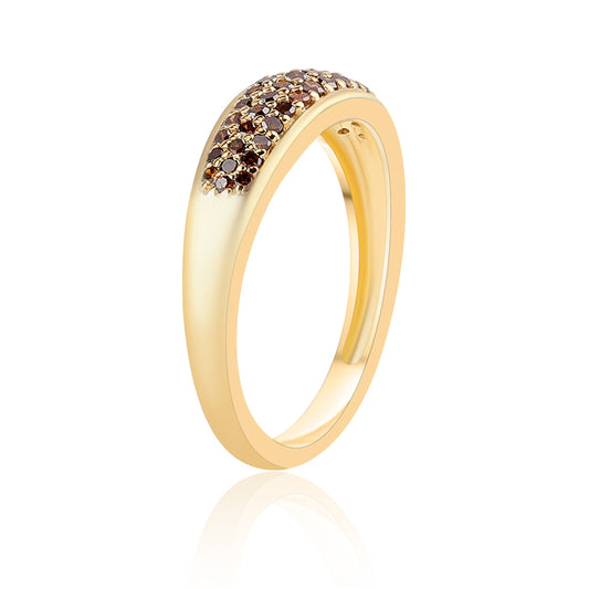 Anillo de Plata Bañada en Oro con Diamante Rojo