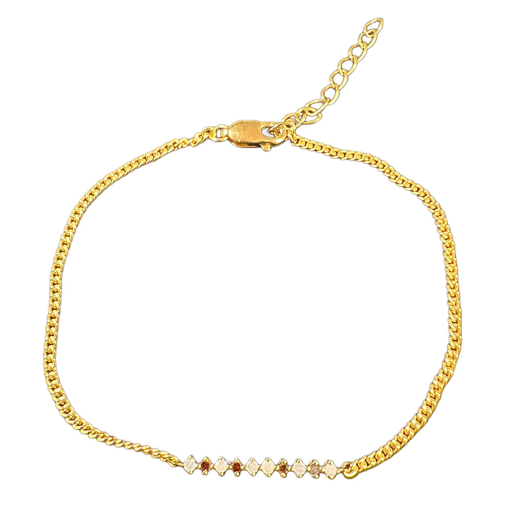 Pulsera de Plata Bañada en Oro con Diamante Rojo y Diamante blanco 1 