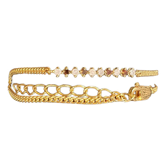 Pulsera de Plata Bañada en Oro con Diamante Rojo y Diamante blanco
