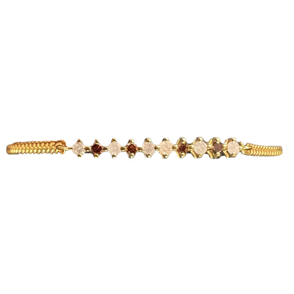 Pulsera de Plata Bañada en Oro con Diamante Rojo y Diamante blanco