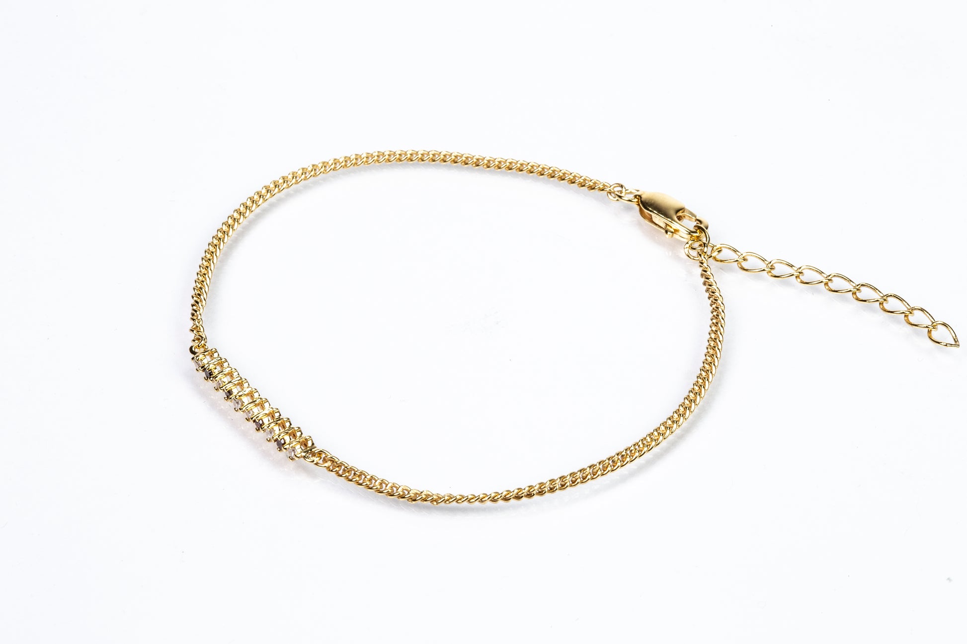 Pulsera de Plata Bañada en Oro con Diamante Rojo y Diamante blanco 4 