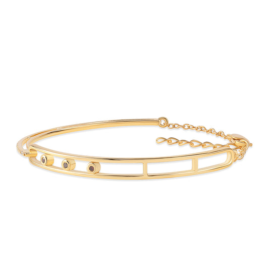 Pulsera de Plata Bañada en Oro con Diamante Rojo y Diamante blanco