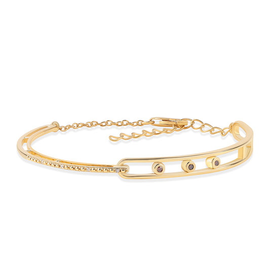 Pulsera de Plata Bañada en Oro con Diamante Rojo y Diamante blanco