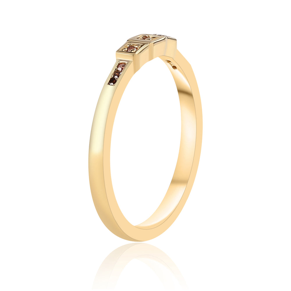 Anillo de Plata Bañada en Oro con Diamante Rojo 2 