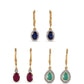 Conjunto de Plata Bañada en Oro con Rubí de Tailandia y Esmeralda de Brasil ( Pendientes )