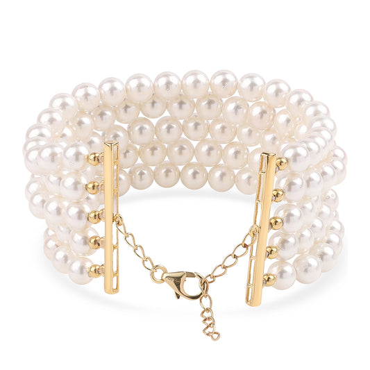 Pulsera de Plata Bañada en Oro con Perla blanca de agua dulce