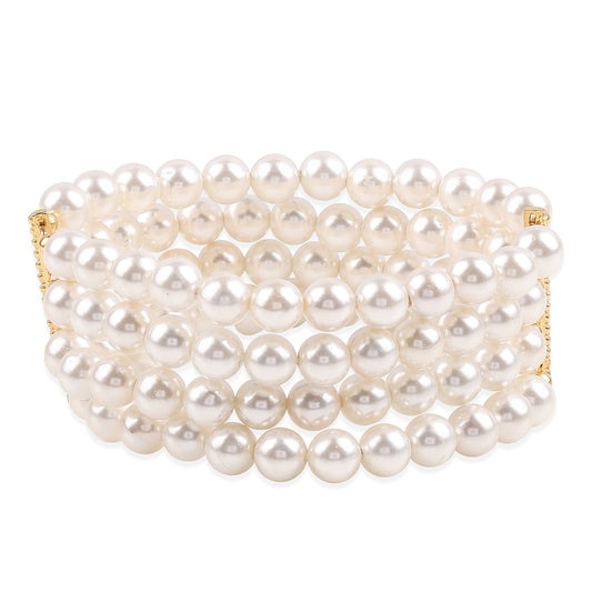 Pulsera de Plata Bañada en Oro con Perla blanca de agua dulce