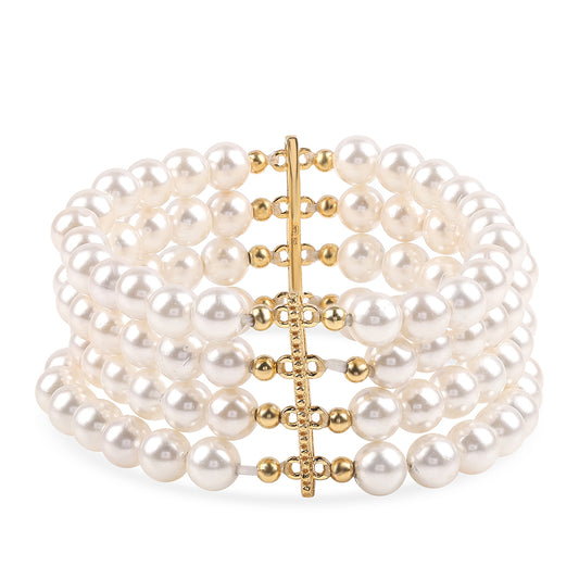 Pulsera de Plata Bañada en Oro con Perla blanca de agua dulce