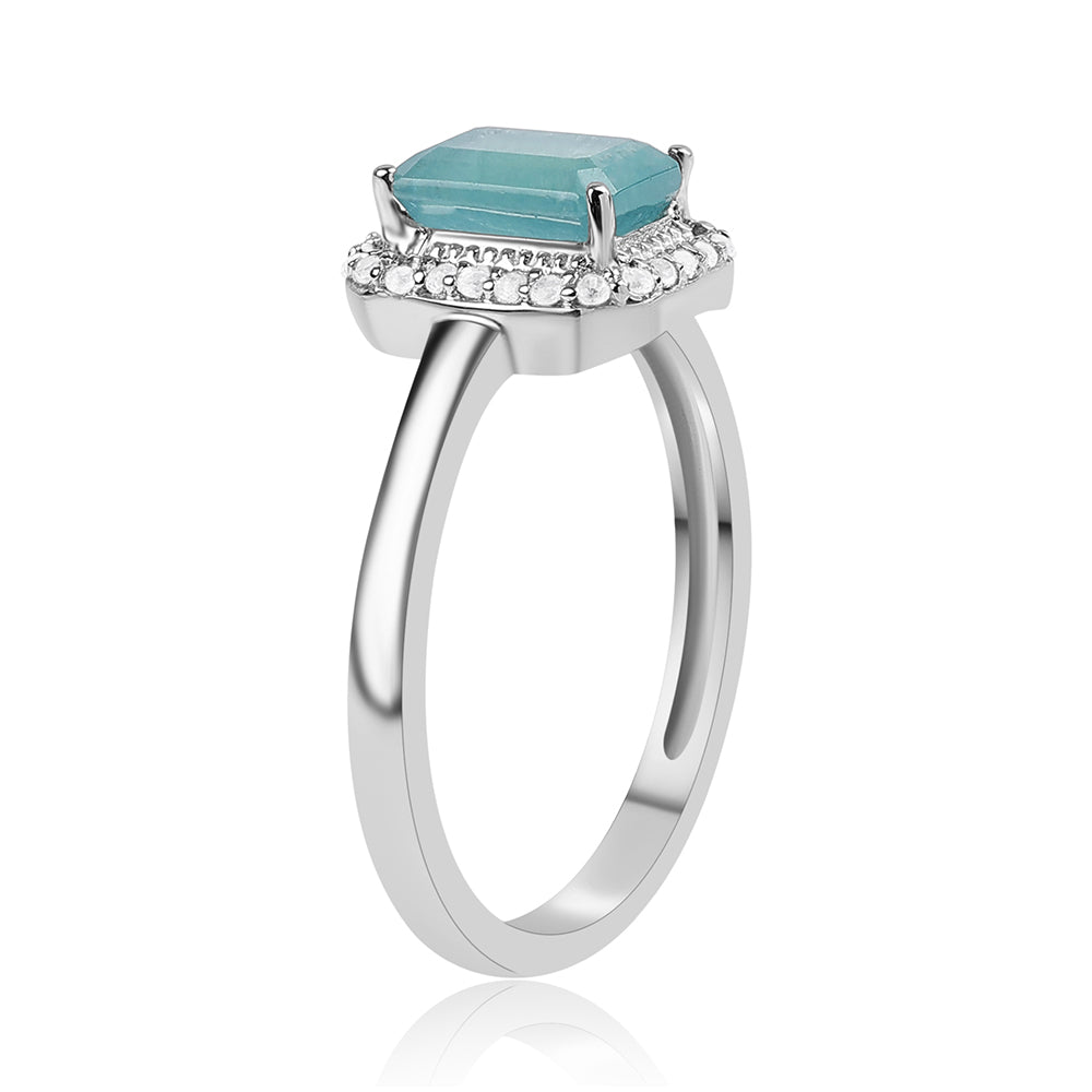 Anillo de Plata con Grandidierita y Topacio Blanco 2 