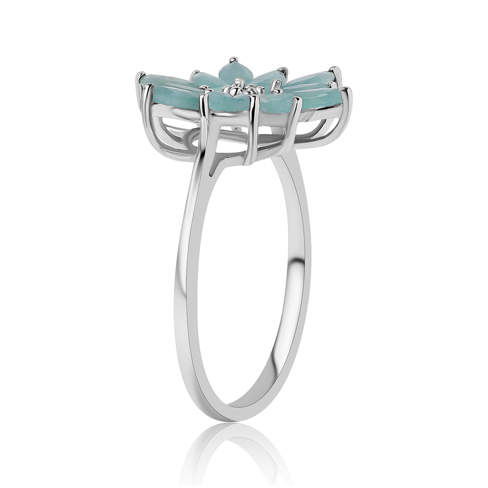 Anillo de Plata con Grandidierita y Topacio Blanco