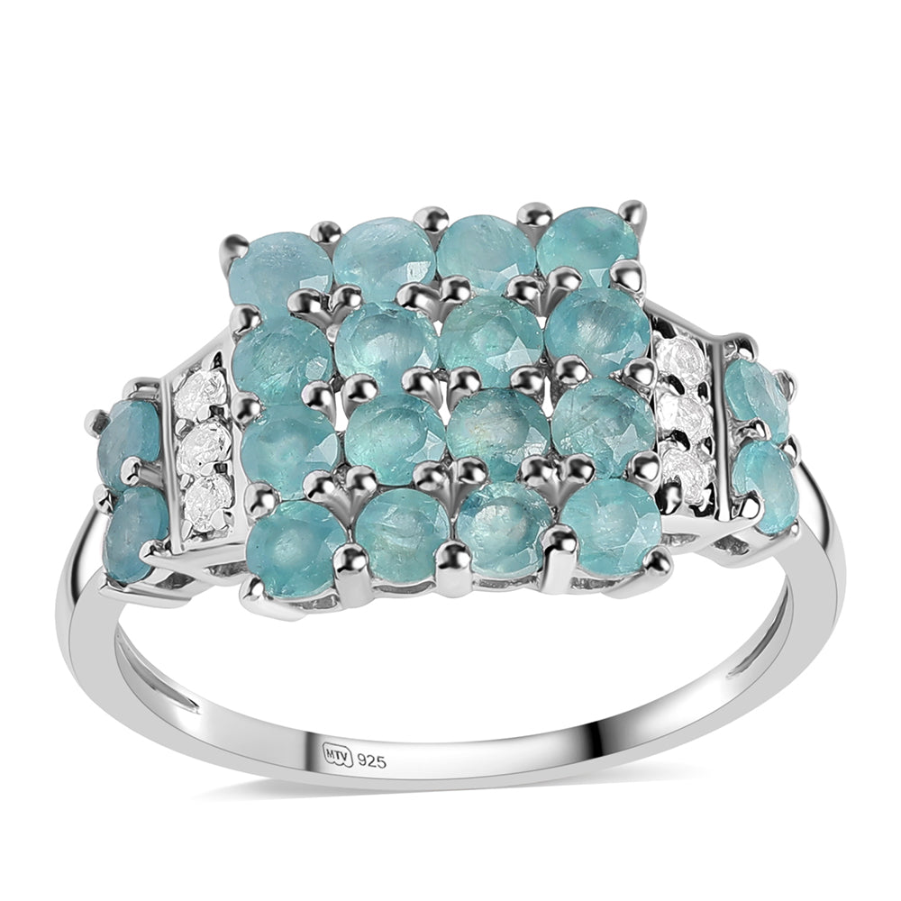 Anillo de Plata con Grandidierita y Topacio Blanco 1 