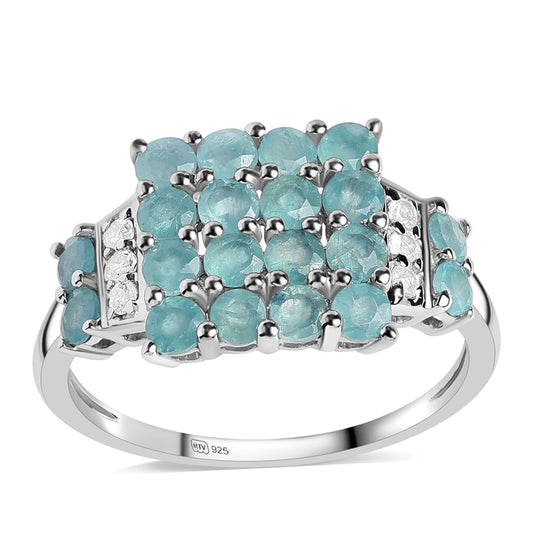 Anillo de Plata con Grandidierita y Topacio Blanco