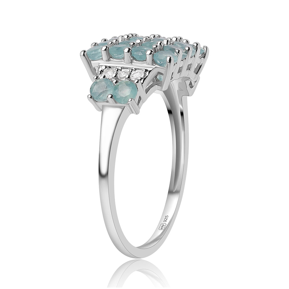Anillo de Plata con Grandidierita y Topacio Blanco 2 