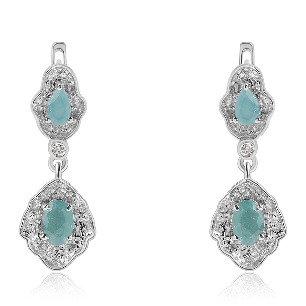 Pendientes de Plata con Grandidierita y Topacio Blanco