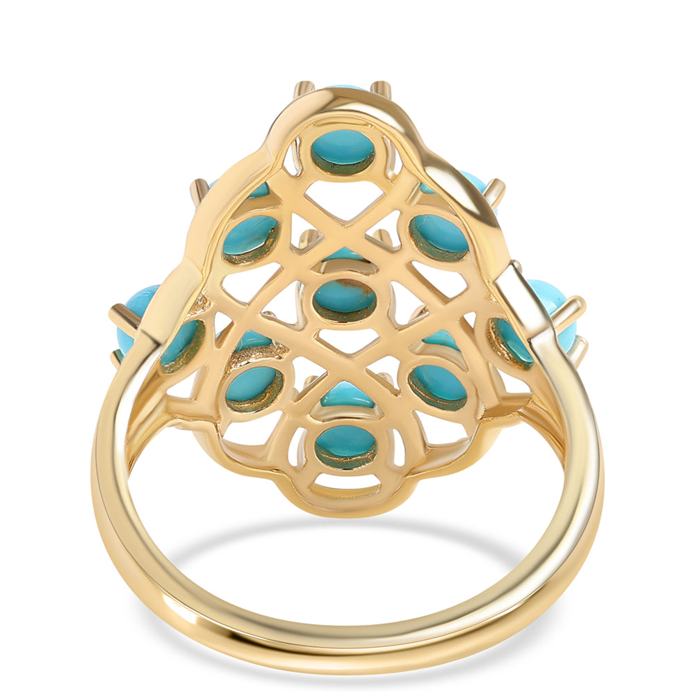 Anillo de Plata Bañada en Oro con Turquesa Bella Durmiente 2 