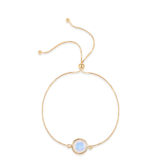 Pulsera de Plata Bañada en Oro con Piedra de Luna de arcoiris AA