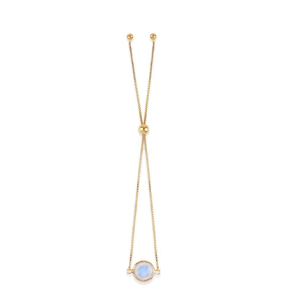 Pulsera de Plata Bañada en Oro con Piedra de Luna de arcoiris AA 3 