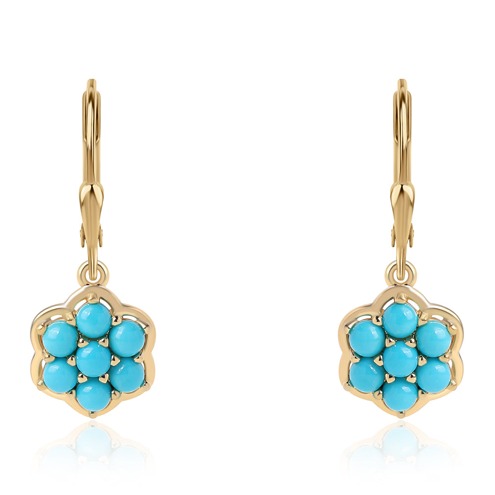 Pendientes de Plata Bañada en Oro con Turquesa Bella Durmiente