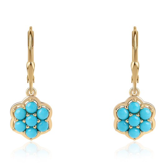 Pendientes de Plata Bañada en Oro con Turquesa Bella Durmiente