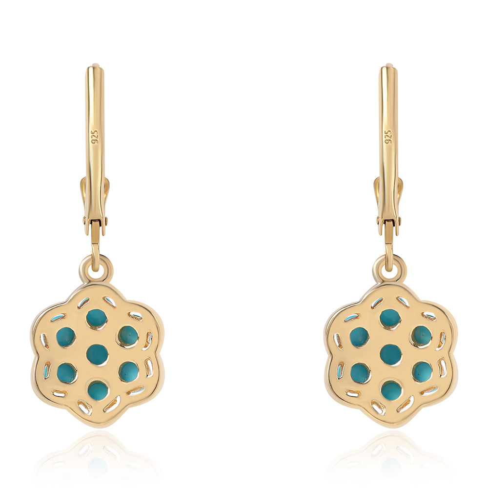 Pendientes de Plata Bañada en Oro con Turquesa Bella Durmiente