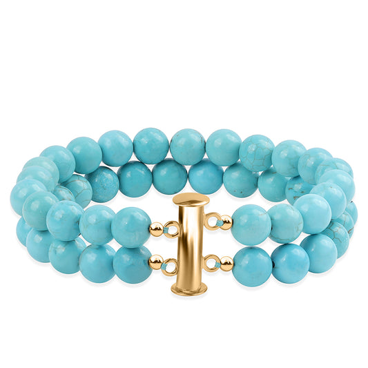 Pulsera de Plata Bañada en Oro con Turquesa Bella Durmiente