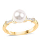 Anillo de Plata Bañada en Oro con Perla blanca de agua dulce y Topacio Blanco