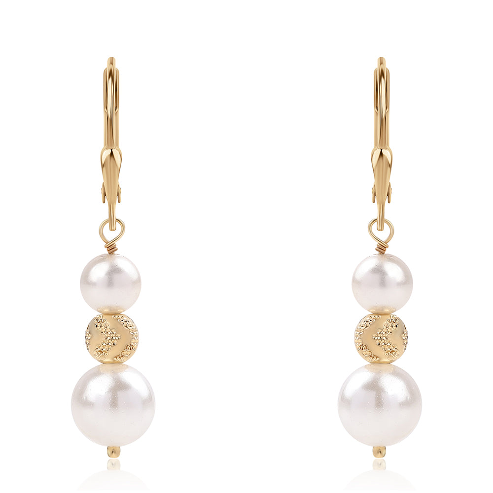 Pendientes de Plata Bañada en Oro con Perla blanca de agua dulce 1 