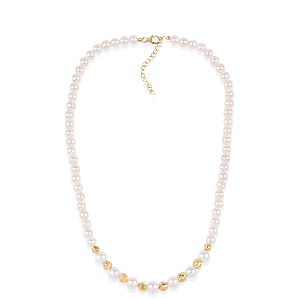 Collar de Plata Bañada en Oro con Perla blanca de agua dulce 2 