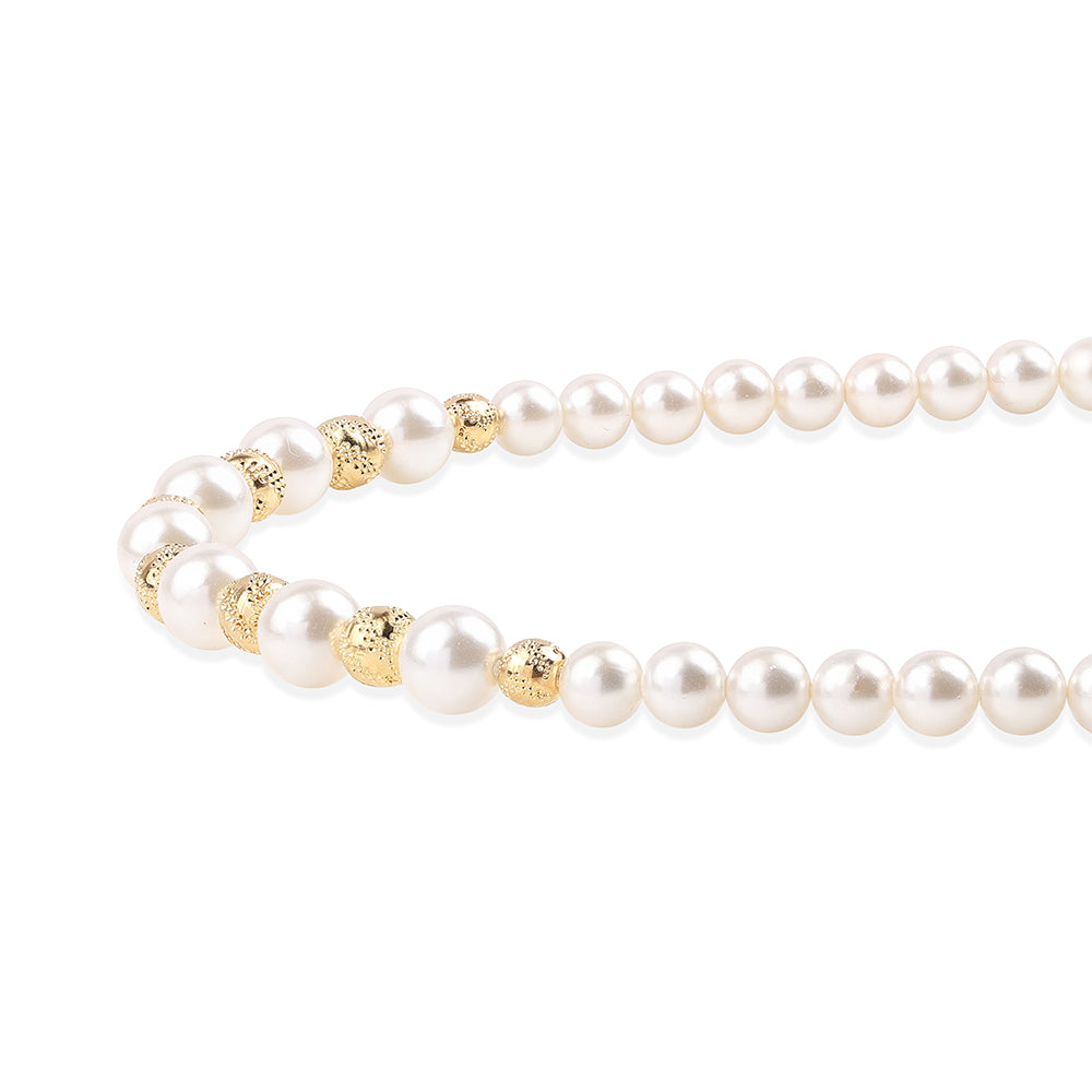 Collar de Plata Bañada en Oro con Perla blanca de agua dulce 1 