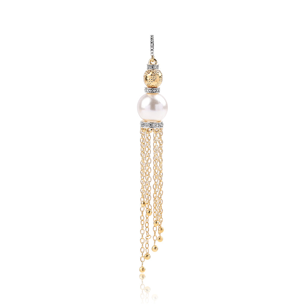 Colgante de Plata Bañada en Oro con Perla blanca de agua dulce y Topacio Blanco