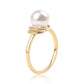 Anillo de Plata Bañada en Oro con Perla blanca de agua dulce y Topacio Blanco