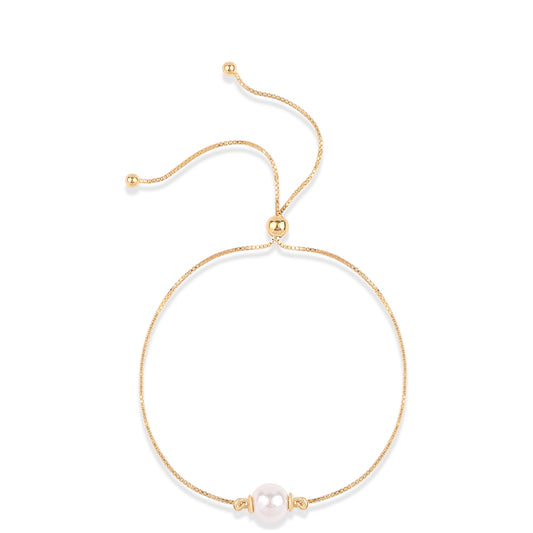 Pulsera de Plata Bañada en Oro con Perla blanca de agua dulce
