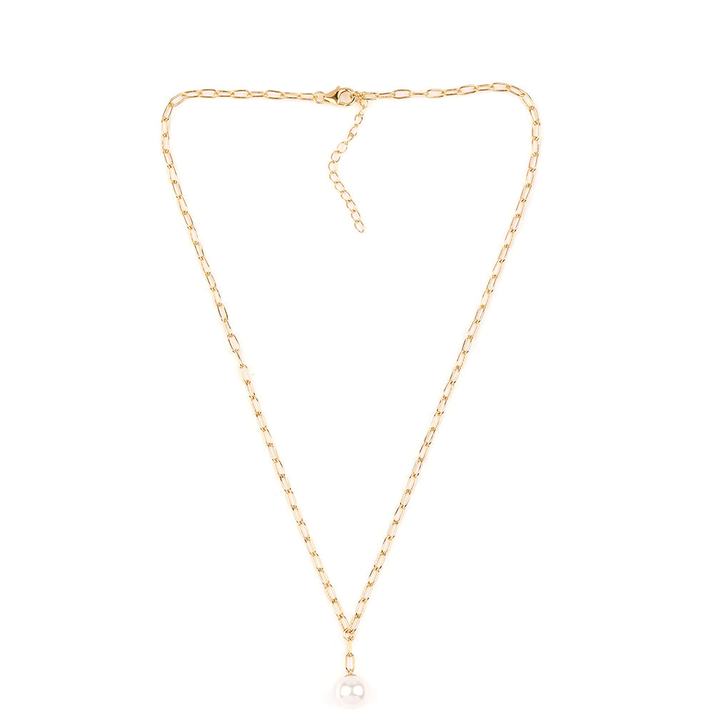 Collar de Plata Bañada en Oro con Perla blanca de agua dulce 2 