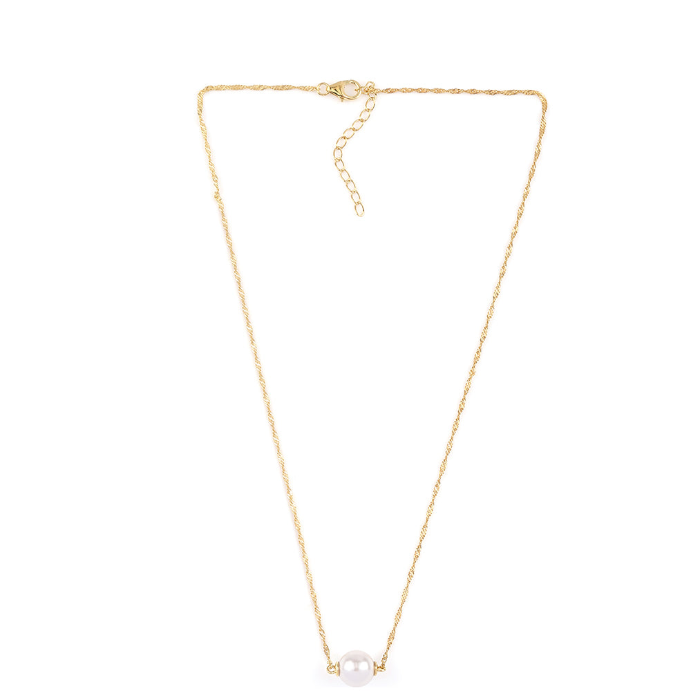 Collar de Plata Bañada en Oro con Perla blanca de agua dulce 2 