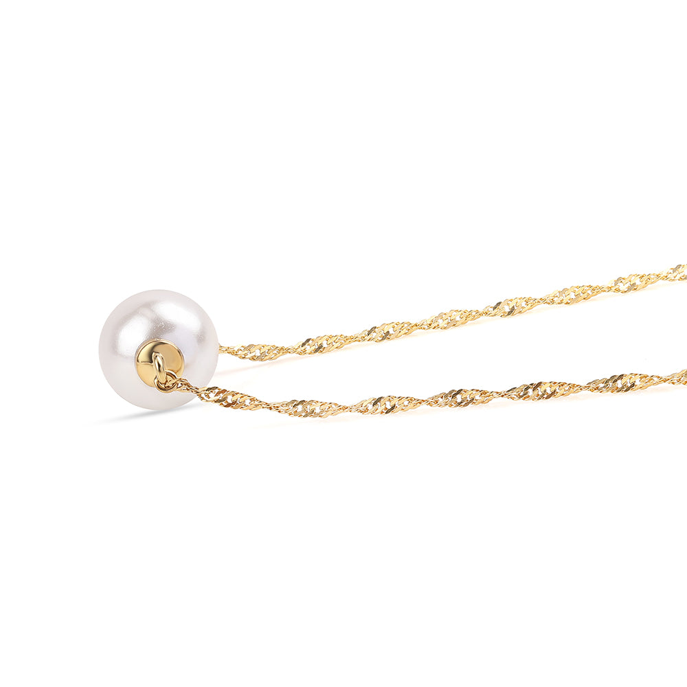 Collar de Plata Bañada en Oro con Perla blanca de agua dulce 1 