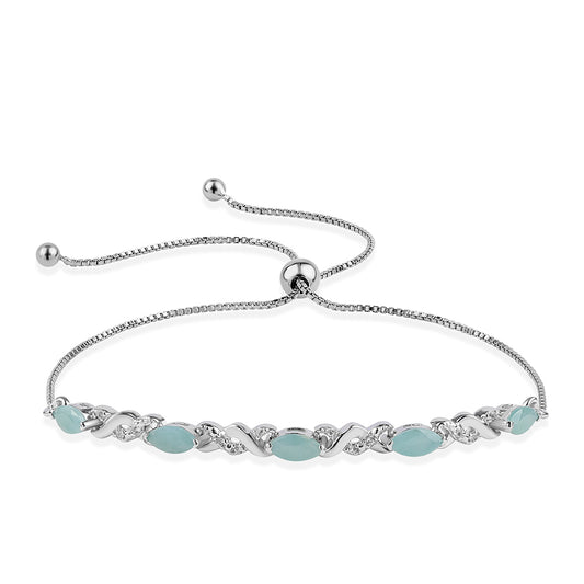 Pulsera de Plata con Grandidierita y Topacio Blanco