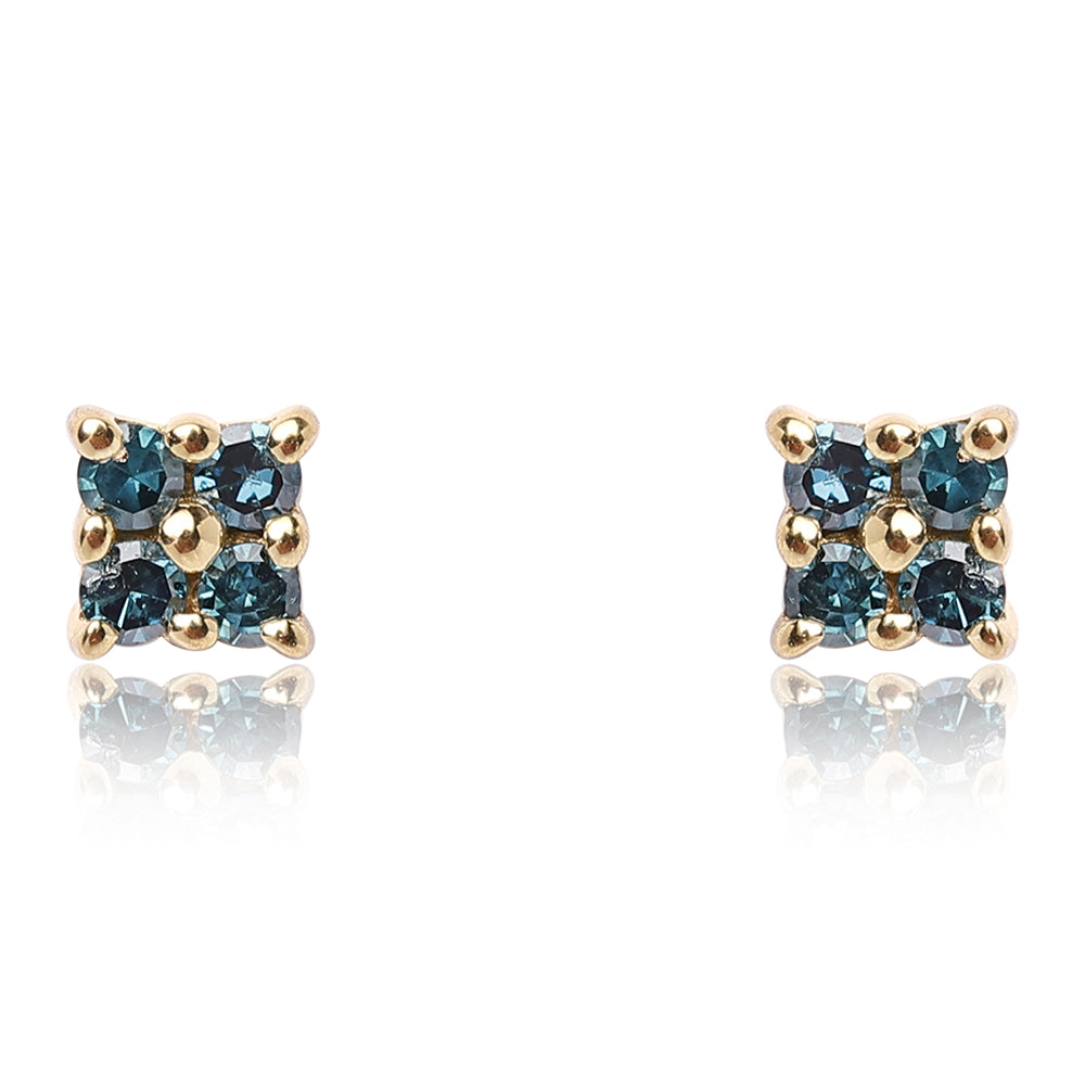 Pendientes de Plata Bañada en Oro con Diamante Azul 1 