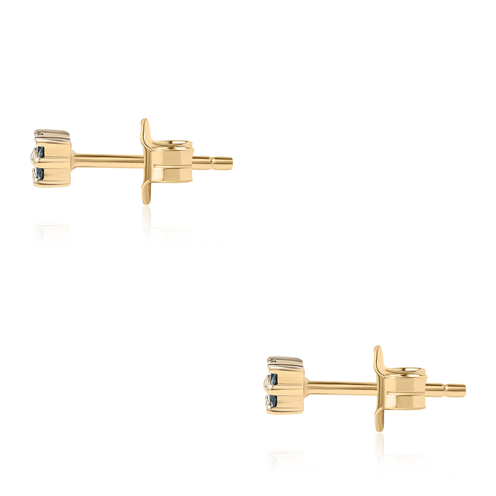 Pendientes de Plata Bañada en Oro con Diamante Azul 2 