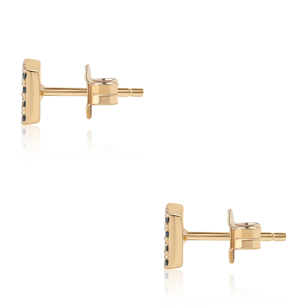 Pendientes de Plata Bañada en Oro con Diamante Azul 3 