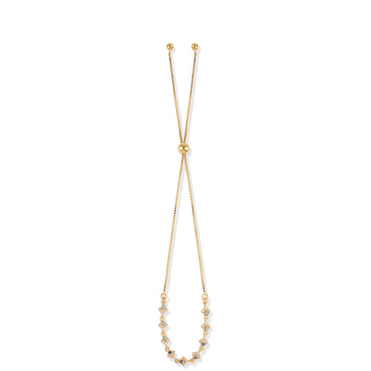 Pulsera de Plata Bañada en Oro con Diamante Azul y Diamante blanco