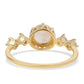 Anillo de Plata Bañada en Oro con Piedra de Luna de arcoiris AA y Topacio Blanco