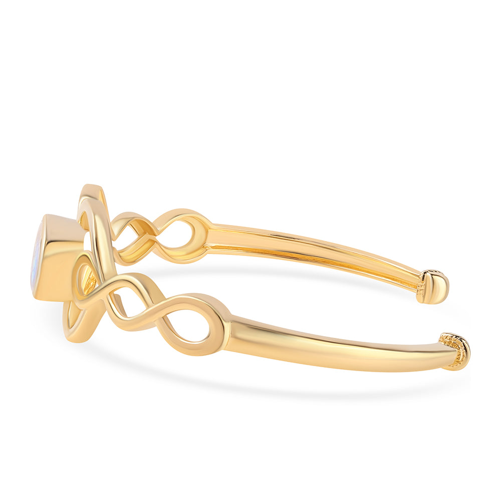 Brazalete de Plata Bañada en Oro con Piedra de Luna de arcoiris AA 3 