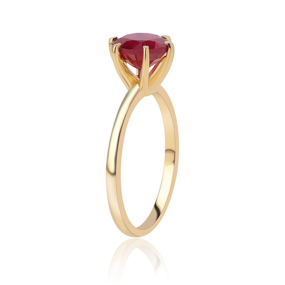 Anillo de Plata Bañada en Oro con Rubí de Mozambique 3 