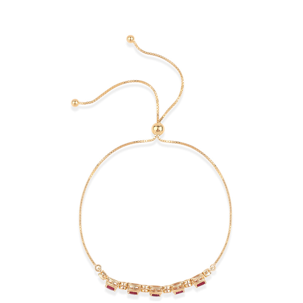 Pulsera de Plata Bañada en Oro con Rubí de Mozambique y Topacio Blanco 3 